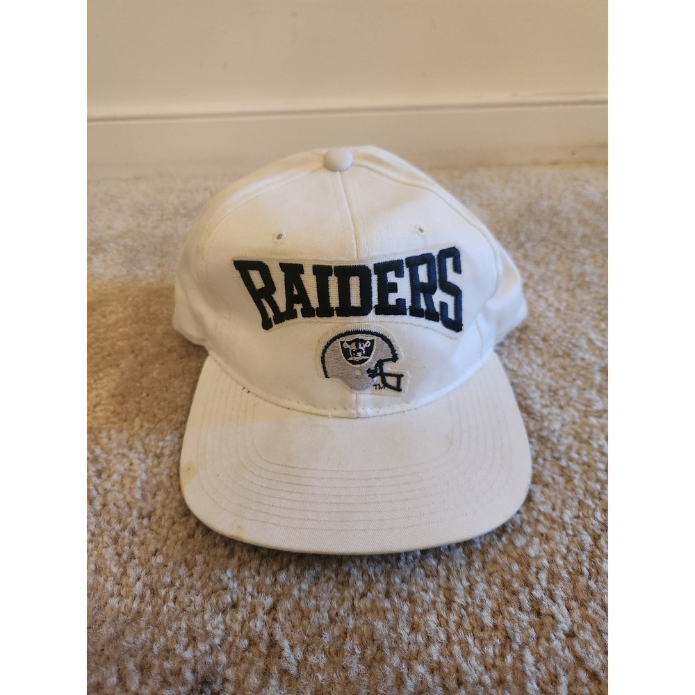 Vintage New Era LA Raiders Snapback Hat White Green Underbrim NFL Cap 90s Korea